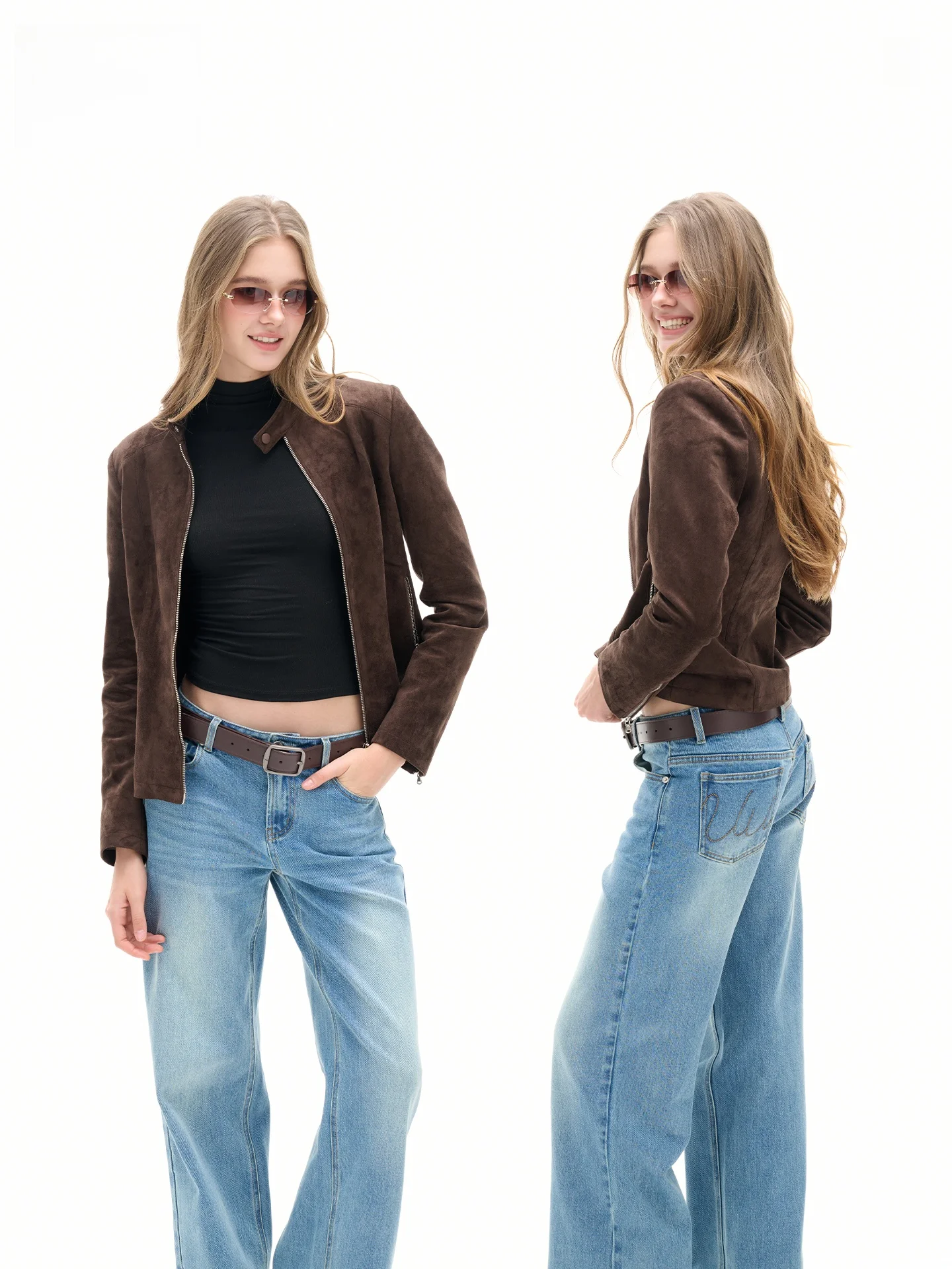 

Женская приталенная куртка из норки LeiYu Labs с воротником-стойкой, текстурная, весна 2026, с завышенной талией, для работы