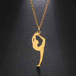 Cazador Gymnast Ballet Dancing Girl Pendant Necklace for Women Gold Color Stainless Steel Necklace Jewelry Mother Day Gift 2026
