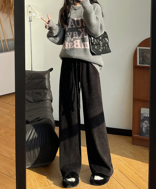 بنطال ذو قصة أرجل واسعة لليوجا للسيدات شتوي مبطن بالصوف قطيفة بطبقة مزدوجة لطيف مريح مبطن بخصر مطاطي ملابس نوم سوفتشيل #1