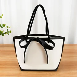 1/3pcs White Paper Tote Gift Bags with Ribbon Bow Wedding Party Favors Handbag Gifts Packaging Bags Clothes Jewelry Decoration