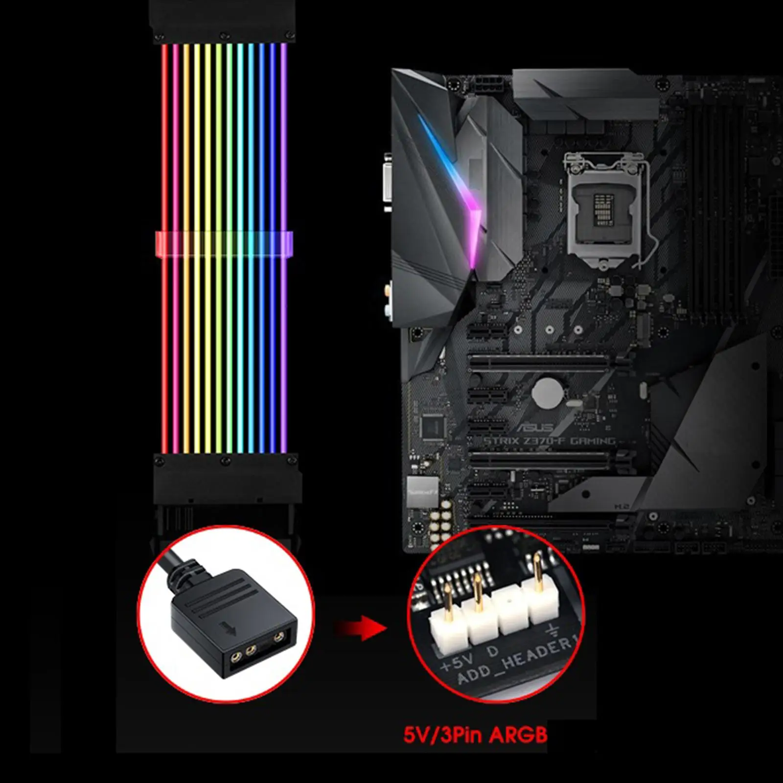 Sleeved Cables PSU Extension Kit RGB Cable RGB Extension Sleeved Cable for Power Supply Cable with White Cable Combs