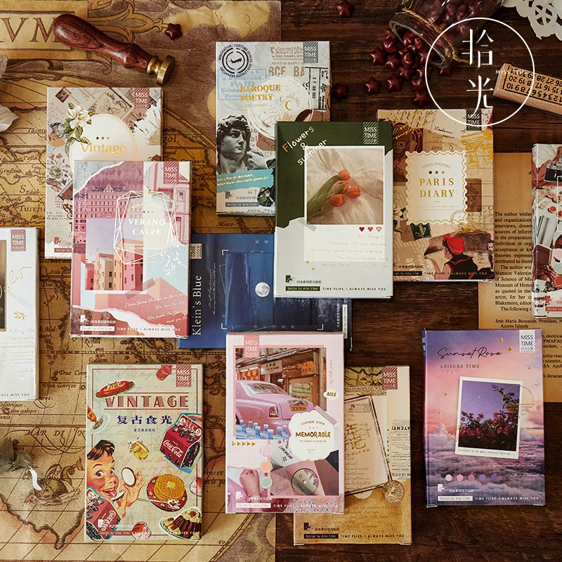 55 Hojas de Pegatinas Decorativas en Caja con Diseño de París para Álbumes, Scrapbooking, Diarios Creativos y Manualidades
