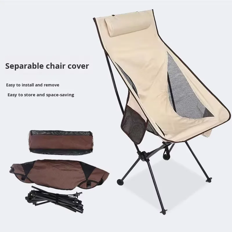 High Back Aluminum Solid Wood Folding Camping Chair Lightweight Outdoor Picnic Beach Hiking Living Room Camp Chair