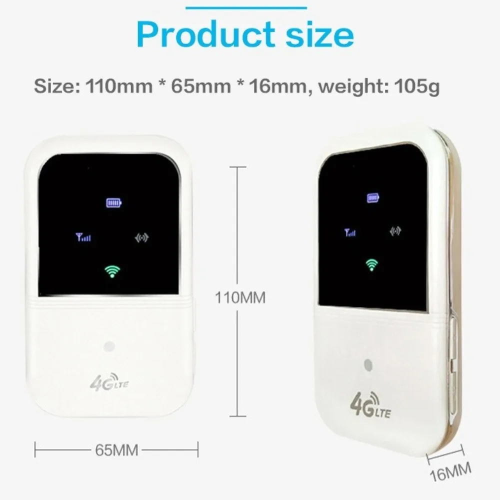 Saku Router 4G LTE 150Mbps Portabel dengan Slot Kartu SIM Modem WiFi 2400MAh Hotspot Seluler Kantor