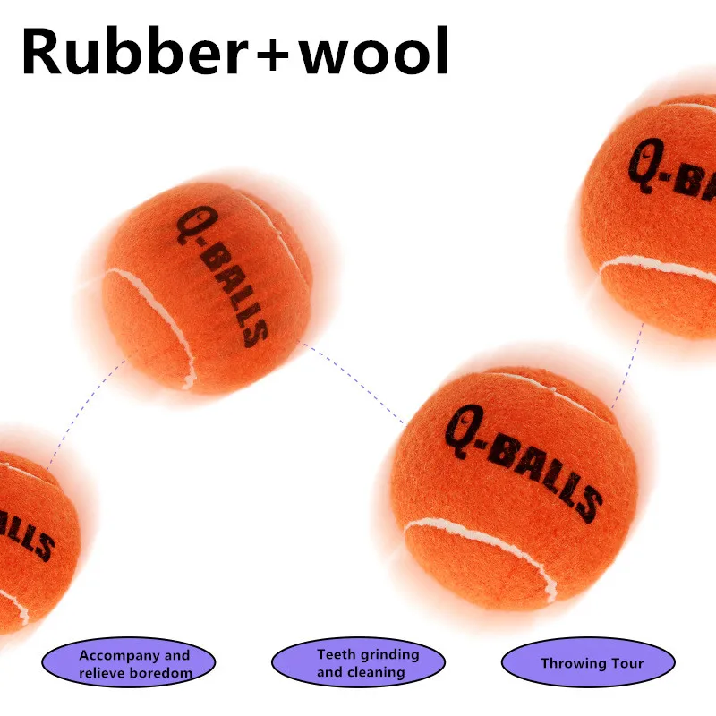 4 Teile/satz Hundespielzeug Q-MONSTER Dickwandige Naturkautschuk Squeak Kaubälle für Hunde Tennis Interaktive Hüpfbälle für das Training – Detail 6