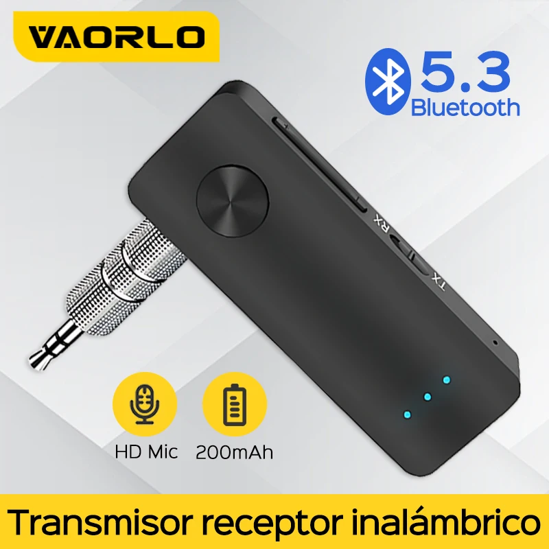 VAORLO BT5.3 Receptor Transmisor Inalámbrico Con Micrófono 3.5mm AUX Jack Adaptador de Audio Bluetooth Sin Pérdida de Música Para Altavoz de Coche TV PC