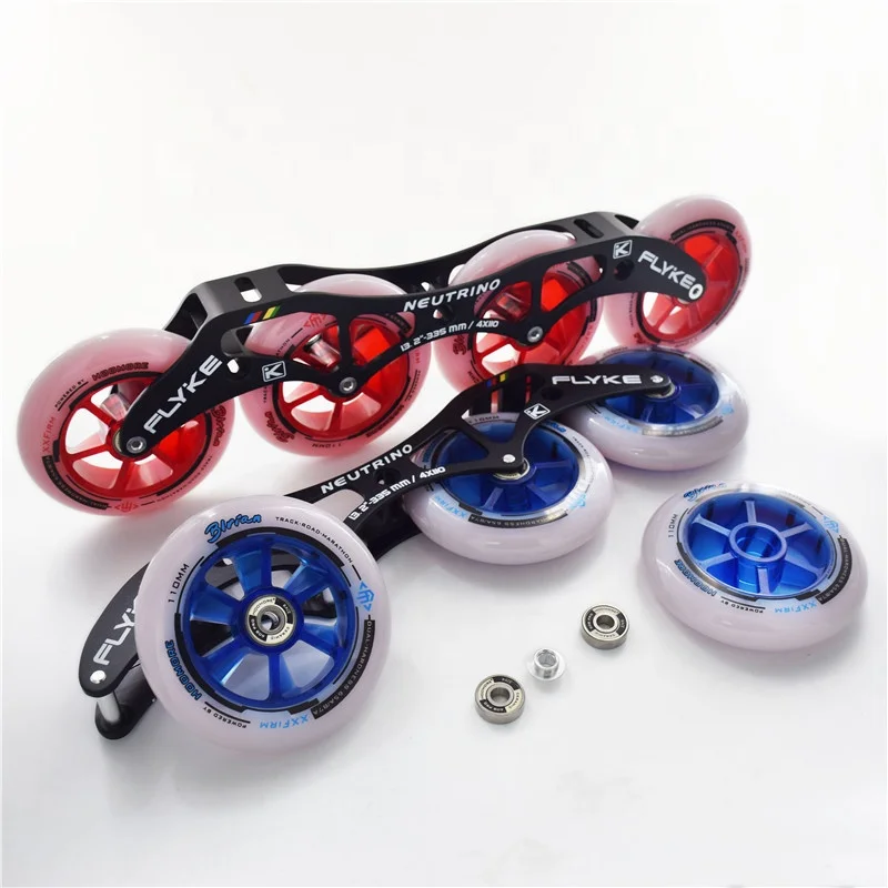 CNC carbon speed roller skate frame with double hardness 85A 100mm 110mm PU wheels