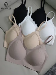 Birdtree Lining 89%Natural Silk Women Bra Everyday Wire Free Soft Skin Friendly Bralette Summer Fall Winter Underwear P3N003QM