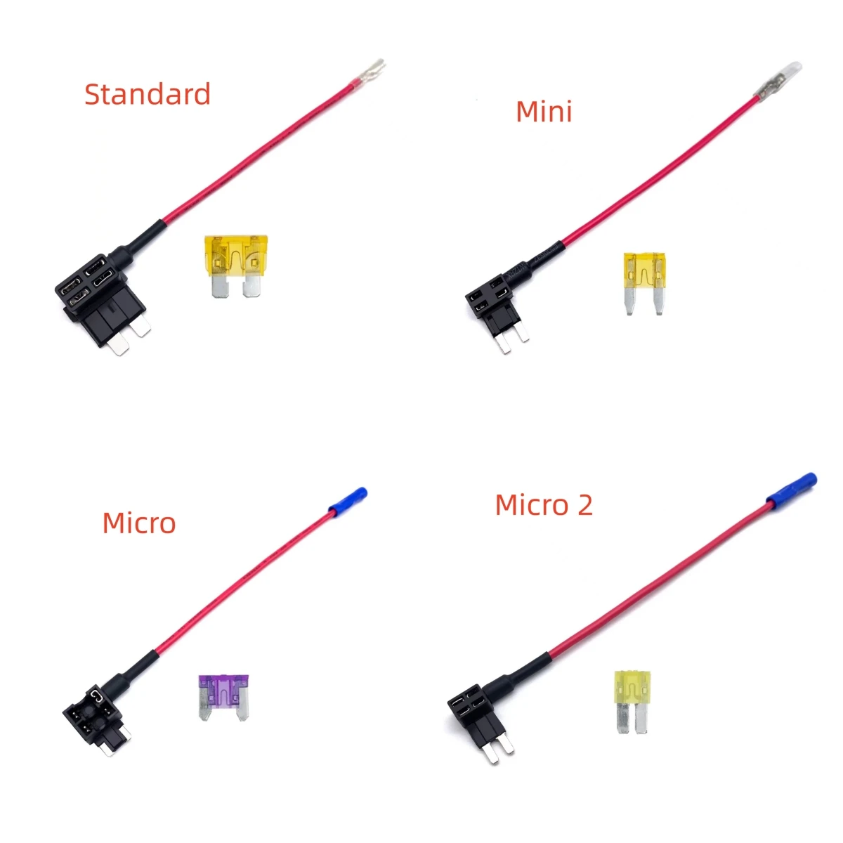 12V MINI SMALL MEDIUM Size Car Fuse Holder Add-a-circuit TAP Adapter with 10A Micro Mini Standard ATM Blade Fuse