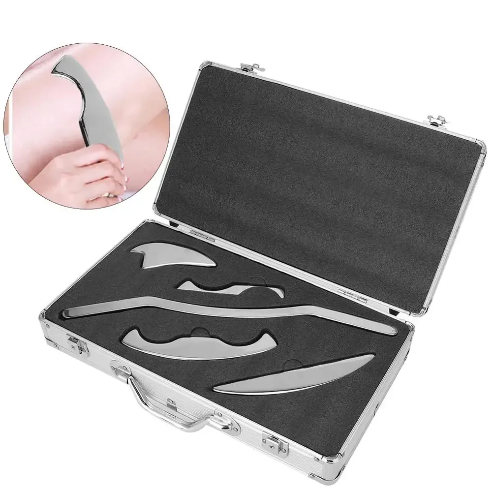 5Pcs Medical Grade Stainless Steel Woman Scraping Massager Tools Myofascial Release Kit for Soft Tissue Mobilization Therapy