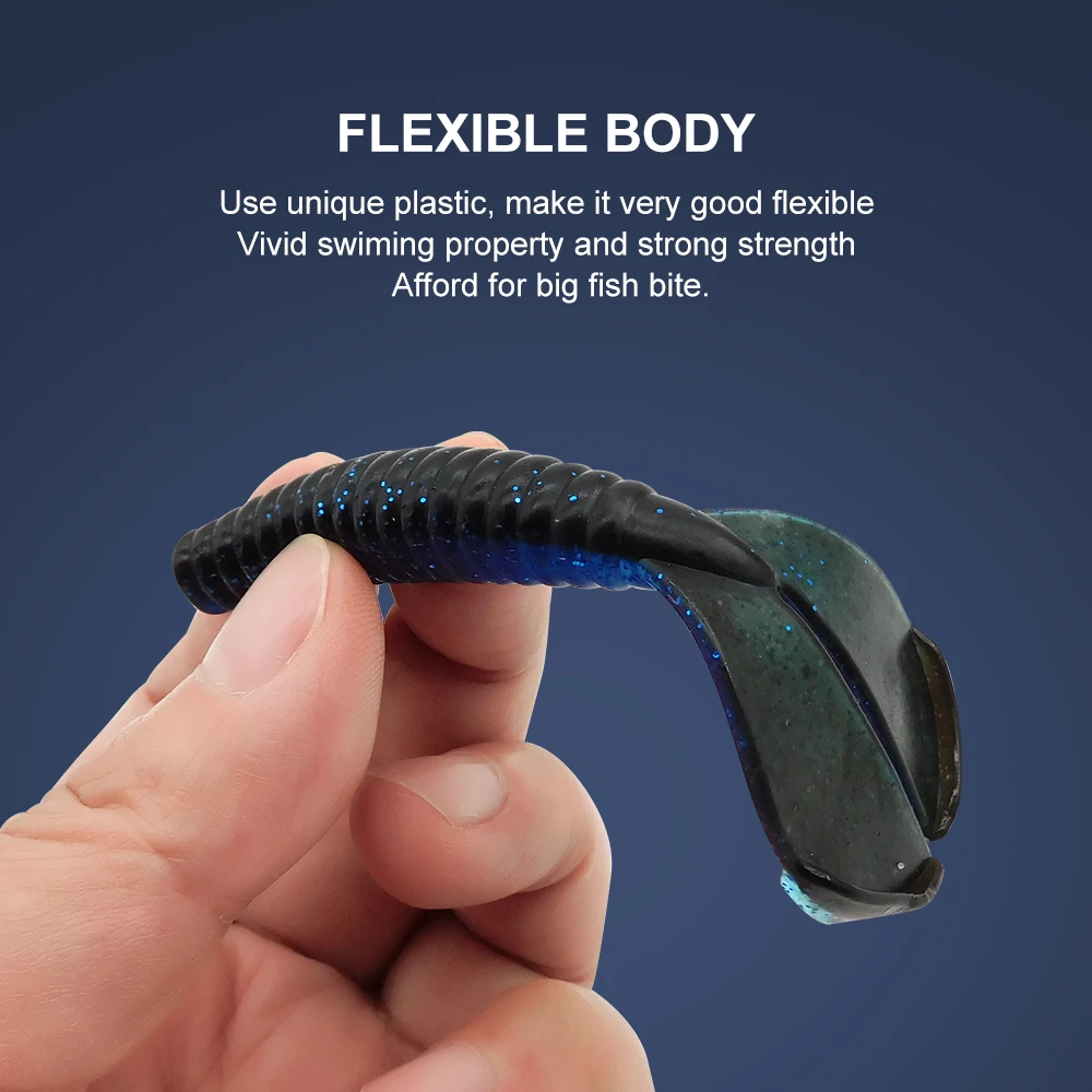 Kesfishing-طُعم بلاستيك بذيل مزدوج ، طعوم صناعية من السيليكون الناعم ، ملحقات صيد الأسماك ، 90 مللي متر ، 6.4 جم