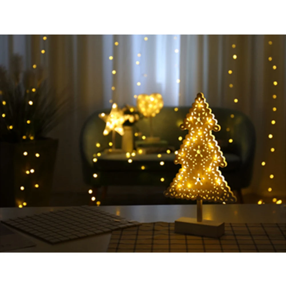 

2pcs Led Christmas Tree Night Light Warm White Lamp For Living Room Bedroom Party Desktop Decoration Christmas Lights