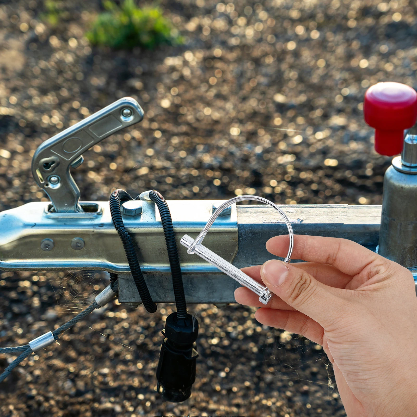

Universal Fit RV Accessories Safety Pins Square Round Trailer Hitch Lock Coupler Durable Metal Brakes Breakaway Kit Heavy Duty