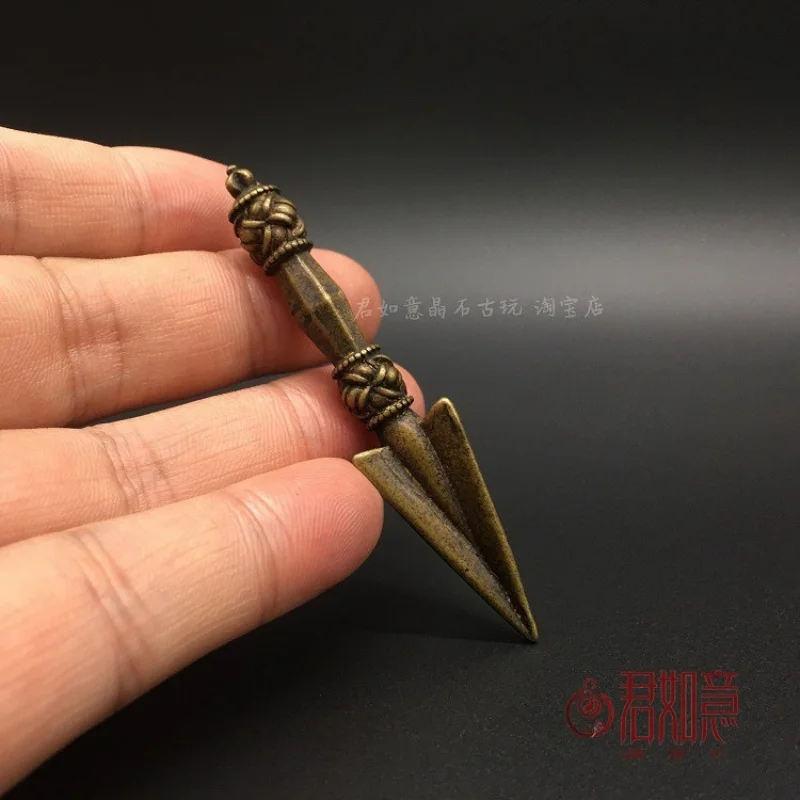 

Solid Copper Antique Brass Vajra Handle Piece Nepal Mini All-Copper Vajra Small Copper Handicraft