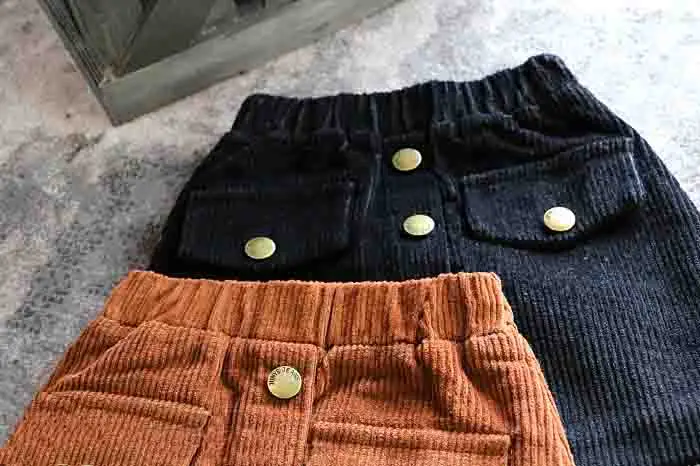 Kids Velvet Thick Body Skirts for Girls Autumn Winter Baby Girl Buttons Clohtes Baby Girl Corduroy Skirts for 2-8 Years