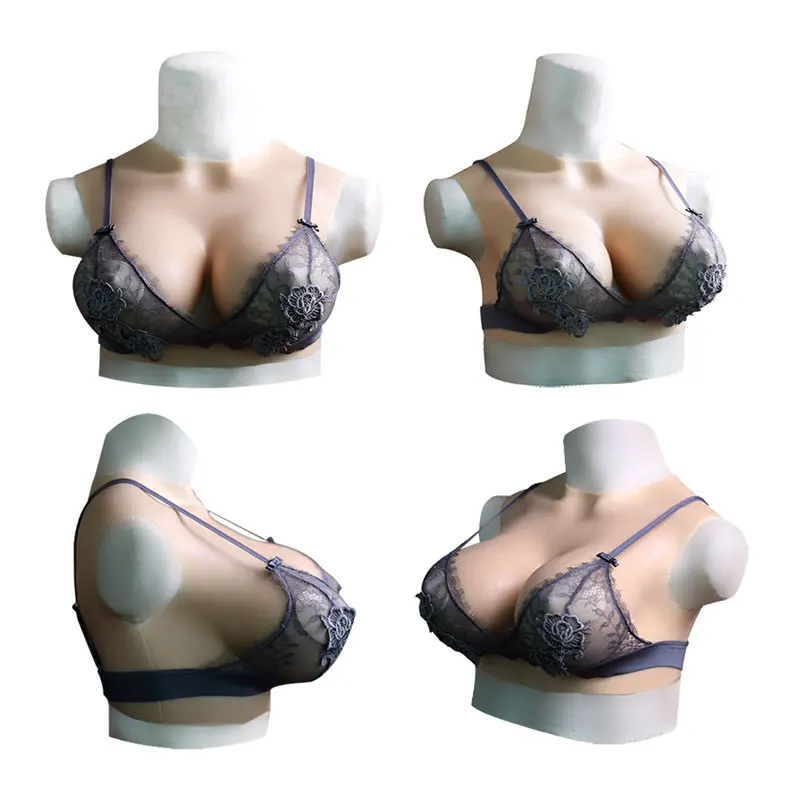 Huge Silicone Breast Forms for Crossdresser Trans Cosplay with Nipple Areola Fake Boobs Shakeable Bodysuit for Transgender