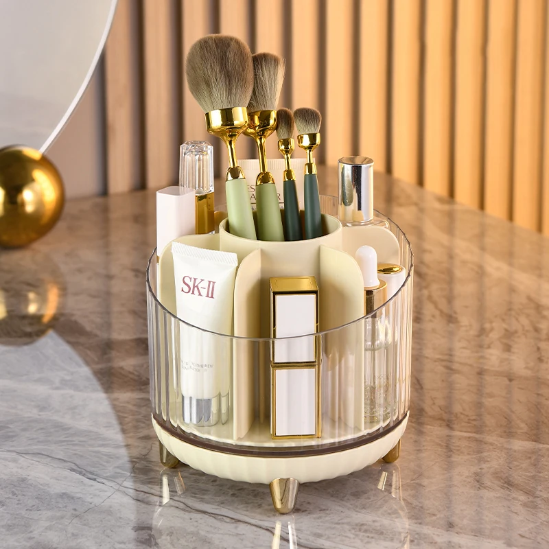 

360° Rotating Makeup Brush Holder Lipstick Eyebrow Pencil Holder Eye Shadow Storage Box Desk Cosmetic Tools Organizer Dressing