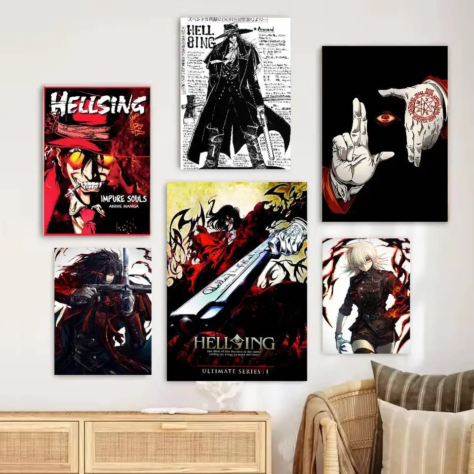 Anime H-HELLSING Poster Self-adhesive Art Waterproof Sticker