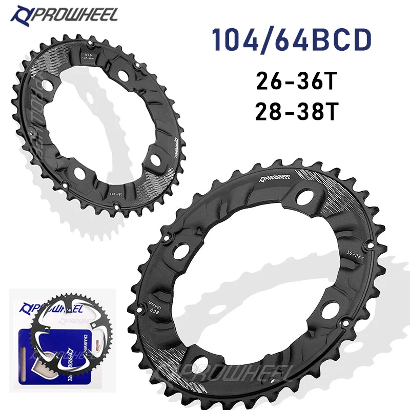 

Prowheel 104/64BCD Bicycle Chainring 26T 36T 28T 38T MTB Chainring Double Speed Mountain Bike Chainwheel 104/64 BCD Bike Crown