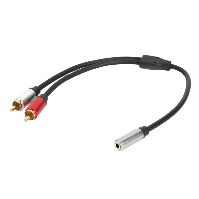 High Quality 1 Female To2 Male RCA Y Splitter Adapter Cord Gold Plated Plug For Speaker Amplifier Sound System 0.25m Audio Cable