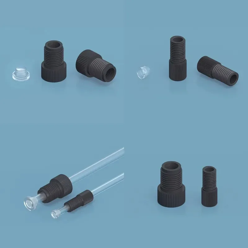 Durable and tool-free Peek large bore non-blue fittings - two-piece set with straight thread to match large tube size