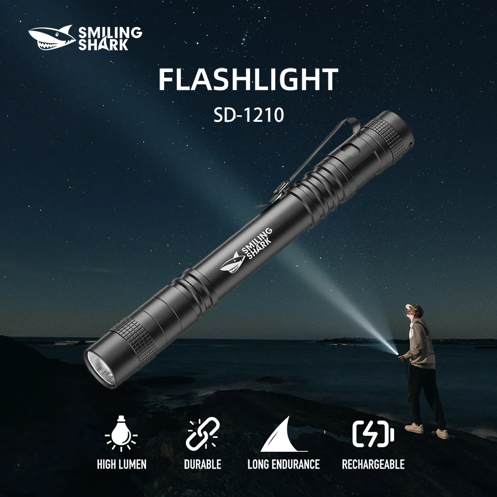 

Smilingshark SD-1210-BK without battery Flashlight, Super Bright&Adjustable Brightness Flashlight, Rechargeable Flashlight for E