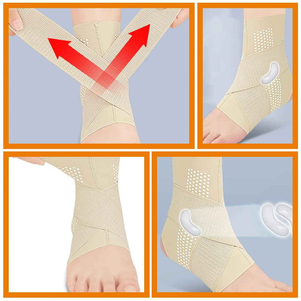 

Ankle Brace Support Sleeve M Size Skin Color Adjustable Bandage For Sprained Ankle Sports Guard Foot Brace Men Women