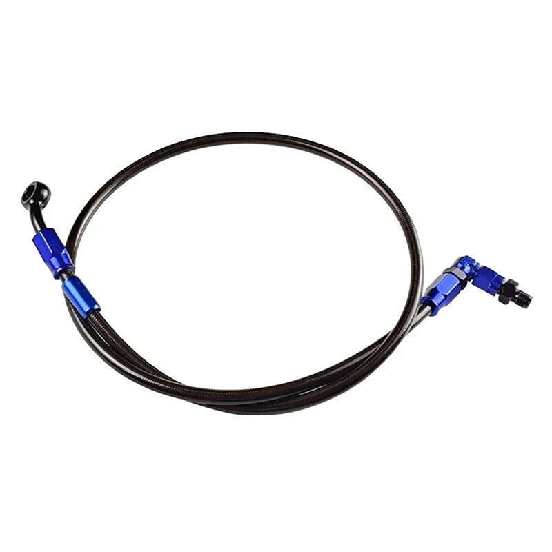 Universal 90cm Motorcycle Brake Clutch Oil Hose Line Pipe Blue Hydraulic Reinforced Stainless Steel Braided Hose