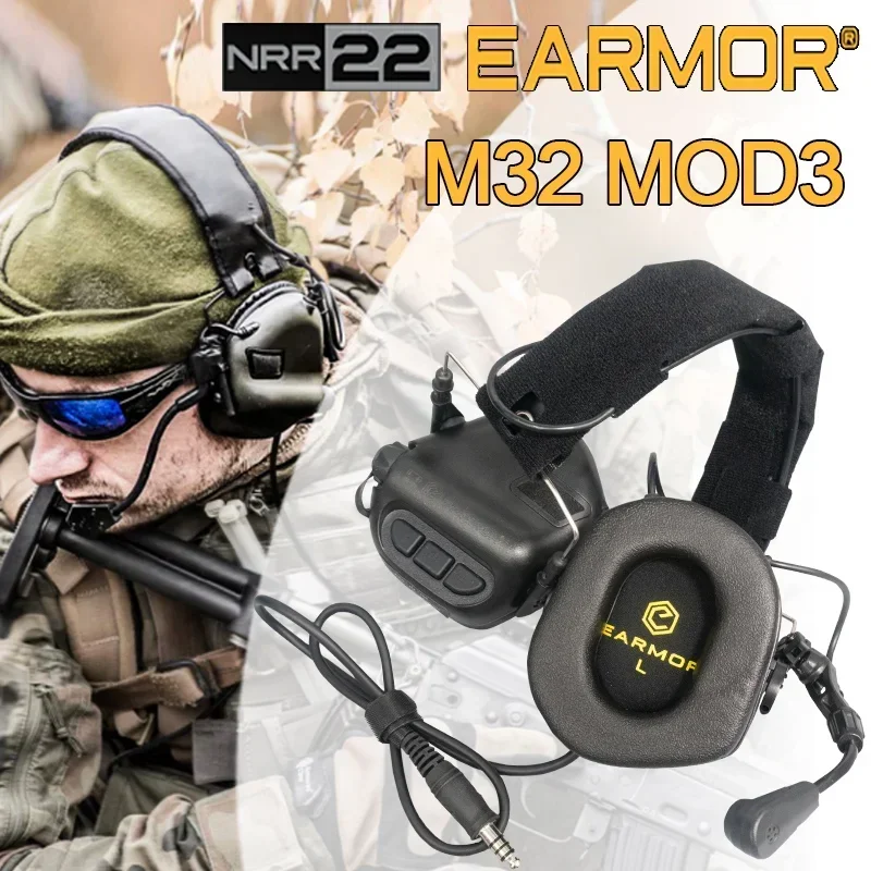 Imagem -05 - Earmor-airsoft Sports Tactical Headconjunto Auscultadores Anti Ruído Aviação Militar Comunicação Softair Orelha Regalos M32