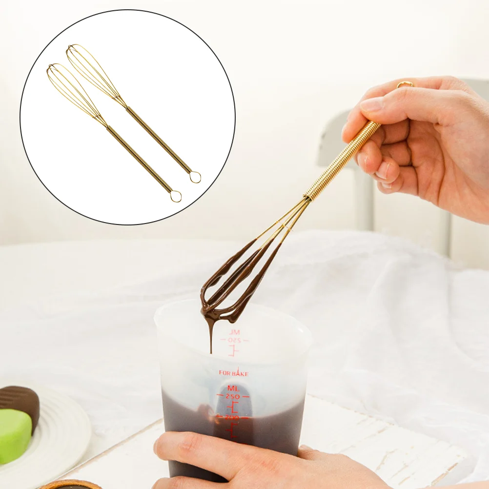 

2 Pcs Egg Stainless Steel Beater Household Mixer Balloon Hand Easy Whisk Golden Manual Kitchen Multi-function