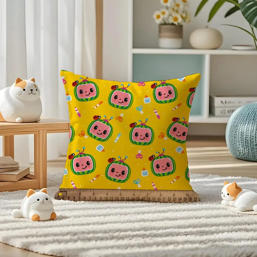 C-CocomelonS ANIMATION FILM Pillow Case Pillow Case Plush Fabric Soft Double Sided Print Home Sofa High Quality Cushion