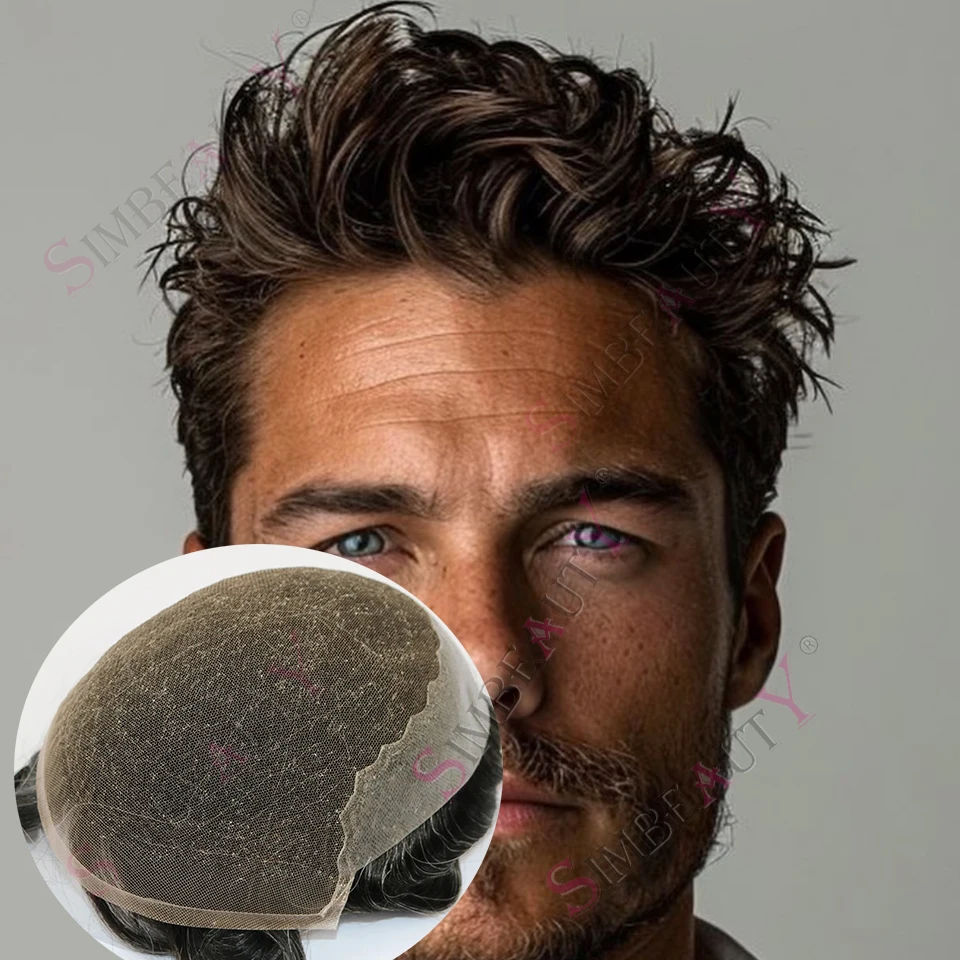 

Незаметный мужской парик Q6 из швейцарского кружева и полиуретана с естественной линией роста волос, цвета пепельно-русый, коричневый, серый, 100% натуральные человеческие волосы, для мужчин с выпадением волос