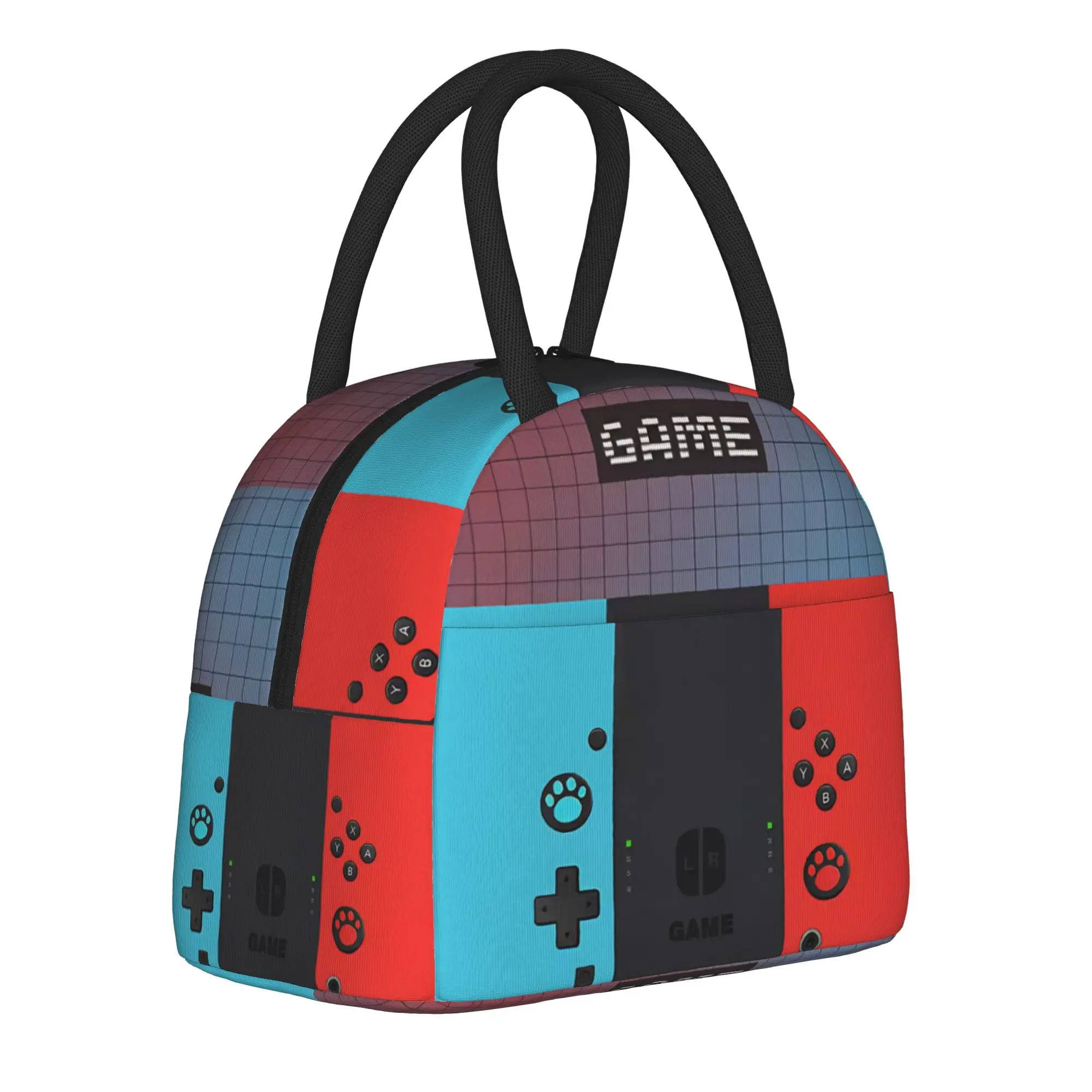 Games Console Handheld Gamer Insulated Lunch Tote Bag for School Controller Portable Cooler Thermal Washable Food Bag