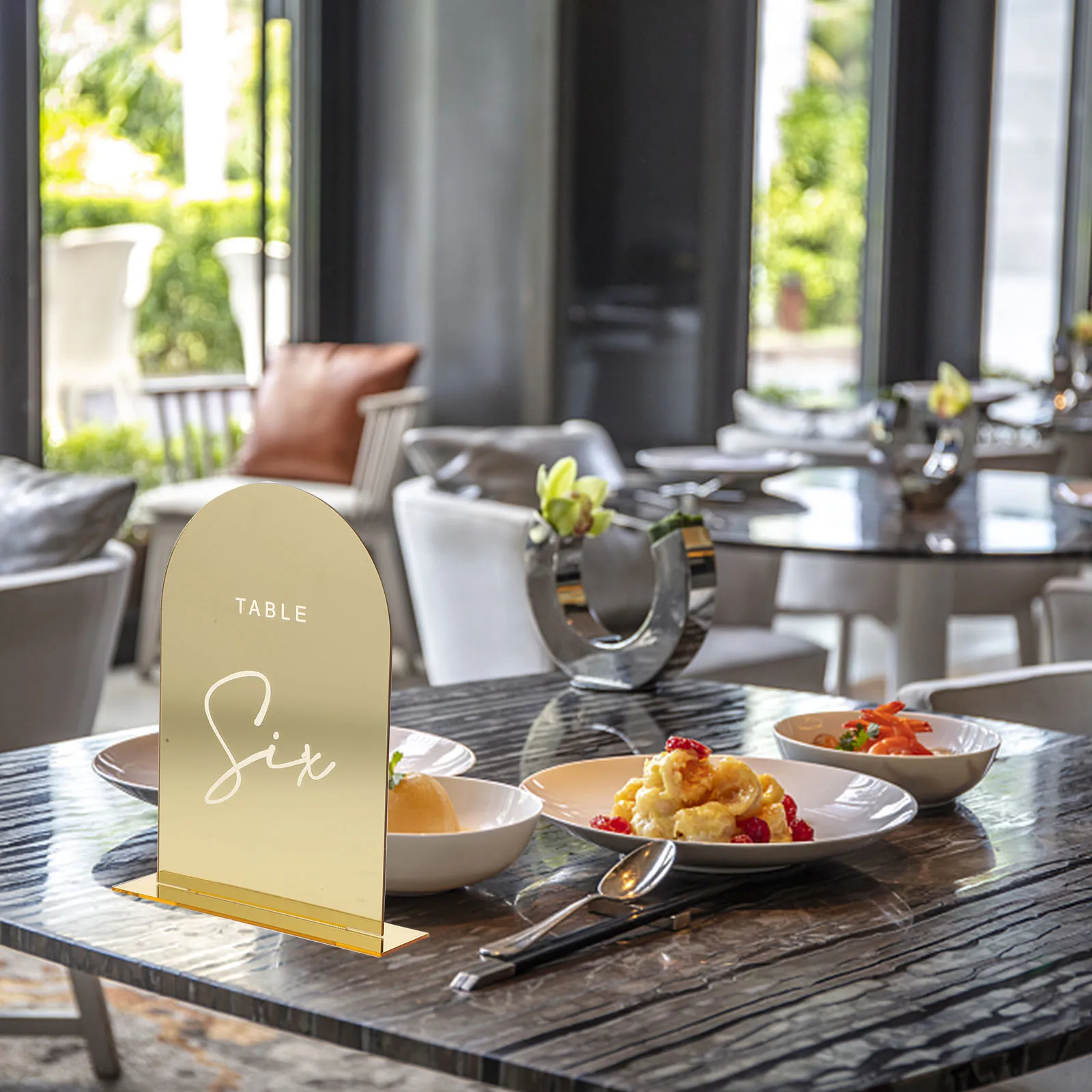 

10pcs 10 Golden Seating Place Cards Number Plates Acrylic Signs Reusable Place Cards Banquet Seating Table Name Numbers