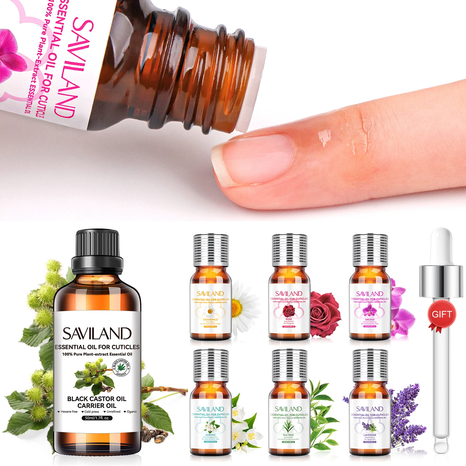سافيلاند زيت طبيعي للبشرة قوة نمو الأظافر زيت معطر متعدد الأغراض للعناية بالبشرة الروائح مجموعة هدايا عيد الميلاد