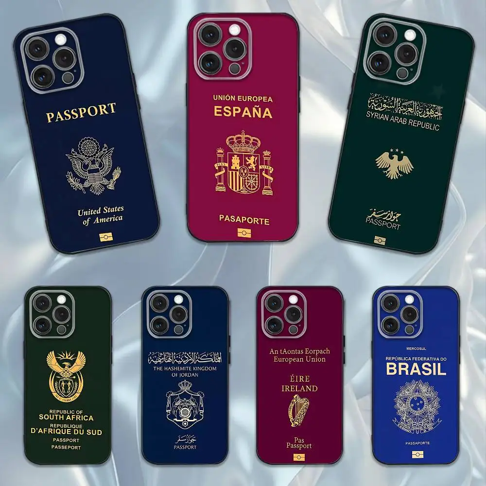 

Travel Espana Passport Phone Case For iPhone 17,16,15,14,13,12,Pro,Max,Plus,E,SE4,Air,Mini Black Soft Box