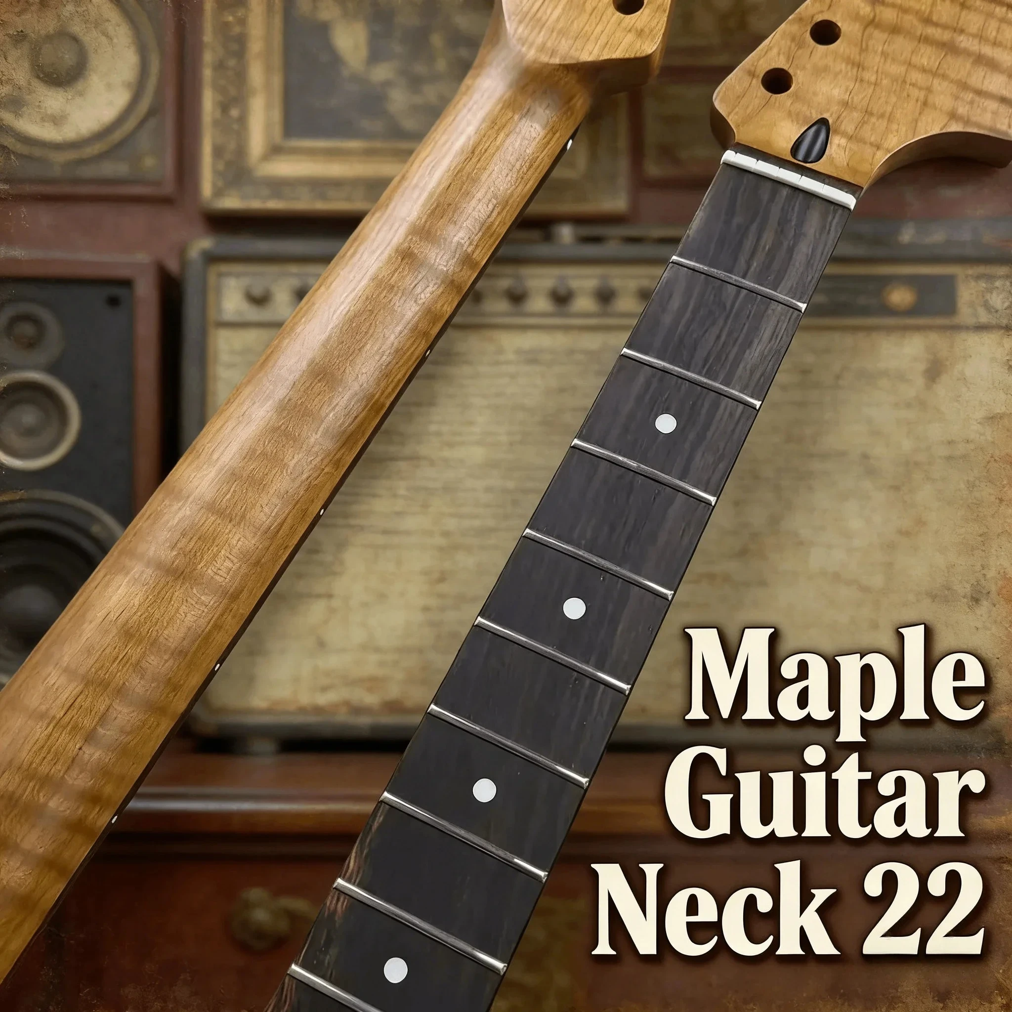 ST Style Flame Maple Headstock Guitar Neck - Rosewood Fretboard 9.5'' Radius 22 Frets Adjustable Truss Rod Guitar Accessory