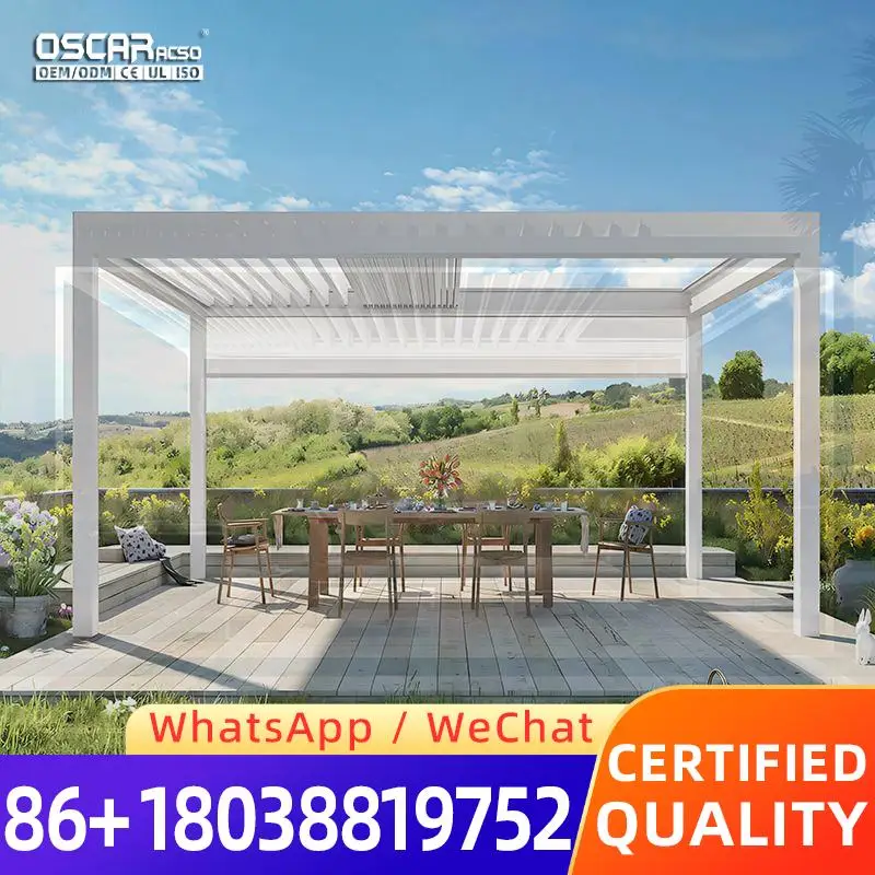 

Выдвижная моторизованная алюминиевая конструкция для биоклиматического навеса для сада, патио, двора, в европейском стиле