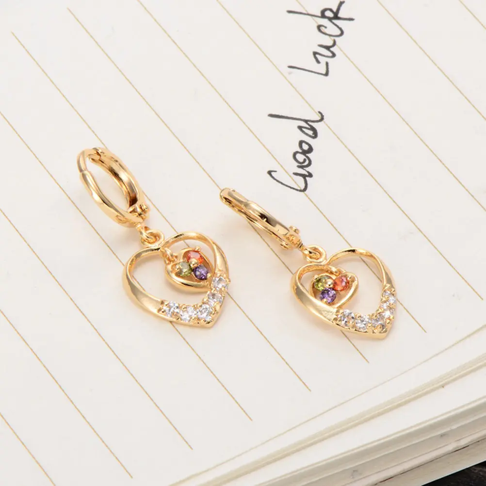 1Pair Women Zircon Earrings Gold Plated Hanging Ear Rings Simple Elegant Design Anti Rust Fade Resistant Daily Party Shopping
