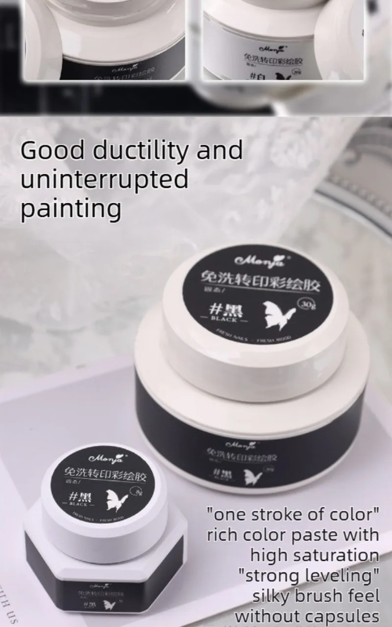 3D-Präge-Gel-Nagellack in Schwarz-Weiß für Nailart, ohne Reinigung, zum Malen, Zeichnen, Schnitzen, Gel-Reliefmuster, DIY-Maniküre – Detail 5