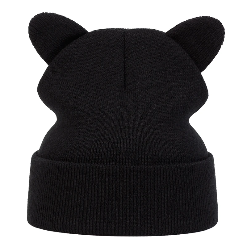 Unisex Cute Cat\'s Ears Beanies Autumn Winter Keep Warm Knit Caps for Women Men