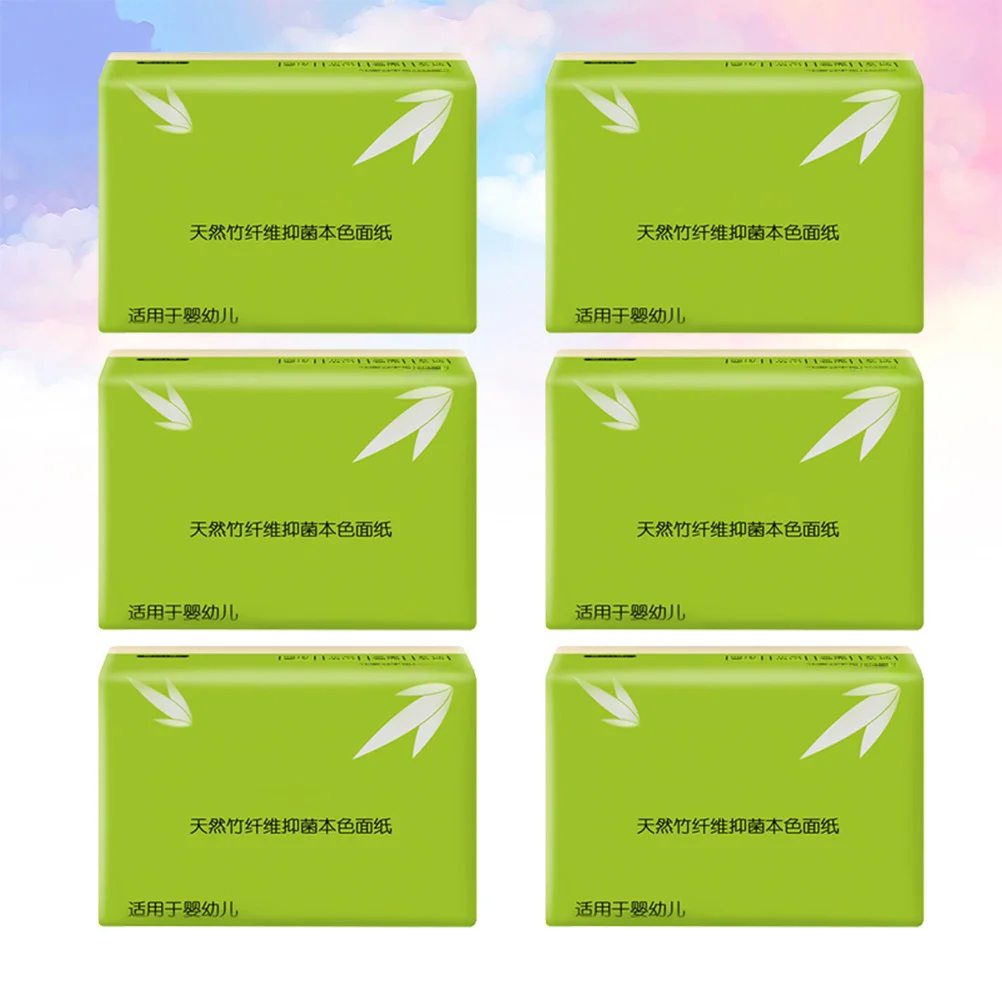1 حزمة لب الخيزران ورق التواليت الأنسجة 6 أكياس لينة قوية ماصة لا الحبر لا العطر منديل ورقي منديل لب الخيزران
