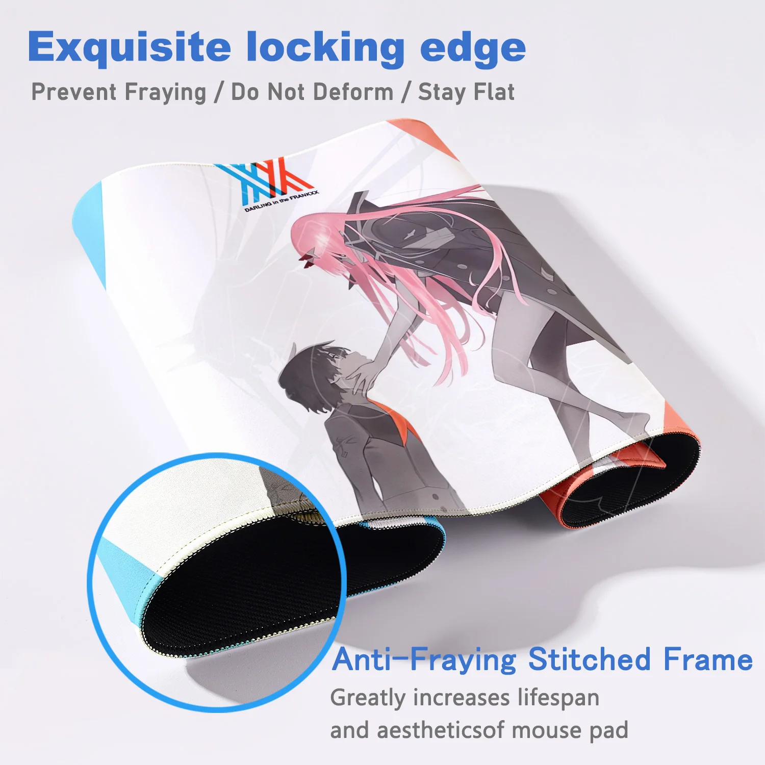 แผ่นรองเมาส์อนิเมะรุ่นใหม่ Darling in The FranXX 02 แผ่นรองเมาส์เกมมิ่งขนาดใหญ่ Zero Two XXL 900x400 มม. พิมพ์ลาย HD แผ่นรองคีย์บอร์ด