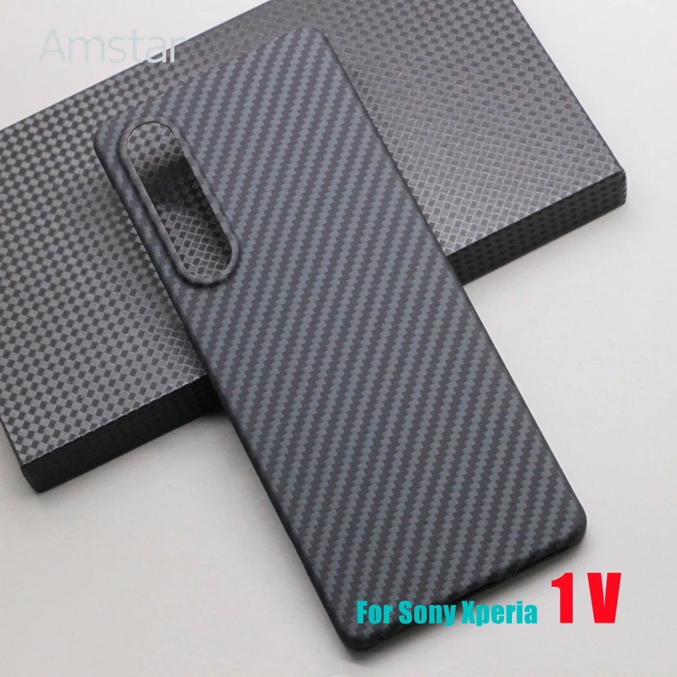 Amstar Premium Carbon Fiber Phone Case for Sony Xperia 1 V Cases Ultra-thin Aramid Fiber Anti-fingerprint  Xperia 1 V 5G Cover