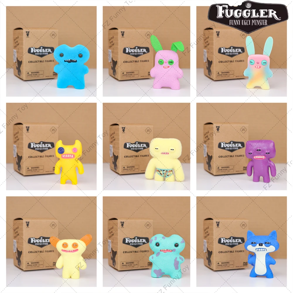 Fuggler Original 6-8 cm Figure modèle jouets dents laides monstres PVC ABS flocage mignon petit porte-clés bureau aveugle boîte cadeaux