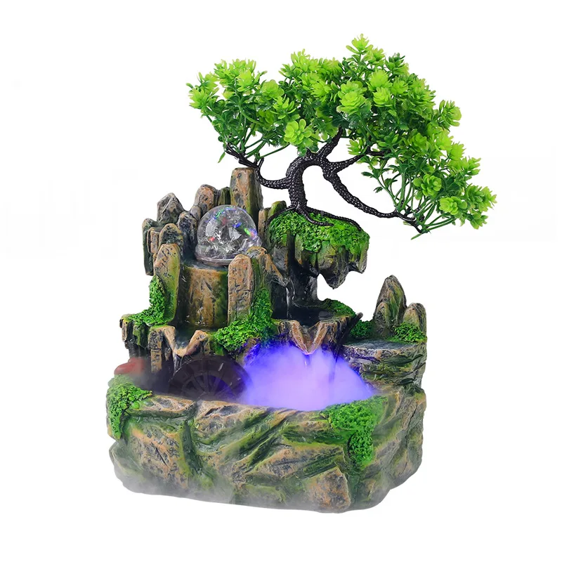 Крытые настольные фонтаны, рокарий, вода, водопад, растения, настольный фонтан, распылительный увлажнитель, декор для домашнего офиса