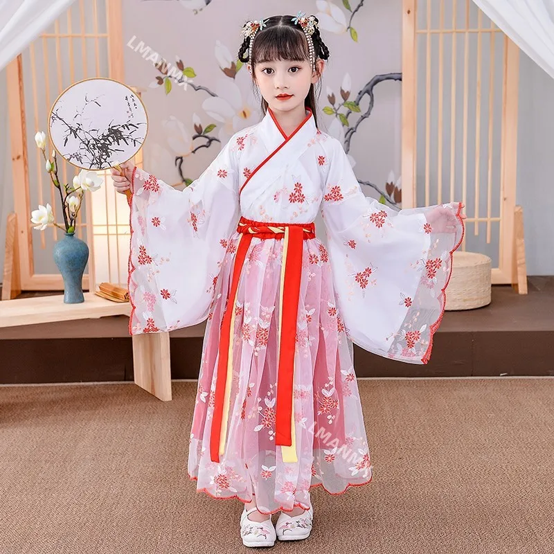 Fato de hanfu tang estilo chinês para crianças, traje antigo, super imortal, saia ru, princesa menina, novo estilo