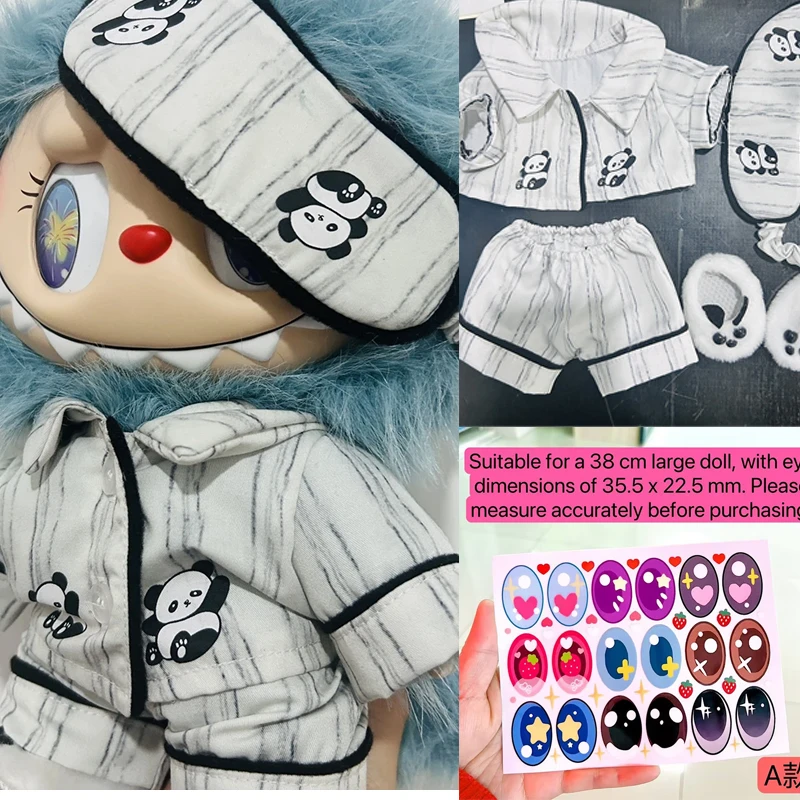 

For/Cloth 38cm Zimomo Vinyl Doll Cute Pajamas Mokoko Fashion Clothes Set Exquisite Eye Stickers Hair Hoops Decorative Accessorie