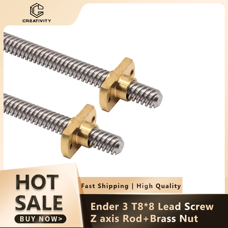 T8*8 Ender 3 Lead Screw Z axis Rod +Brass Nuts Lead 8MM 365/399/400MM for Ender-3 Ender-3 V2 Ender 6 CR-10S CR-10 V2 CR-6 SE I3