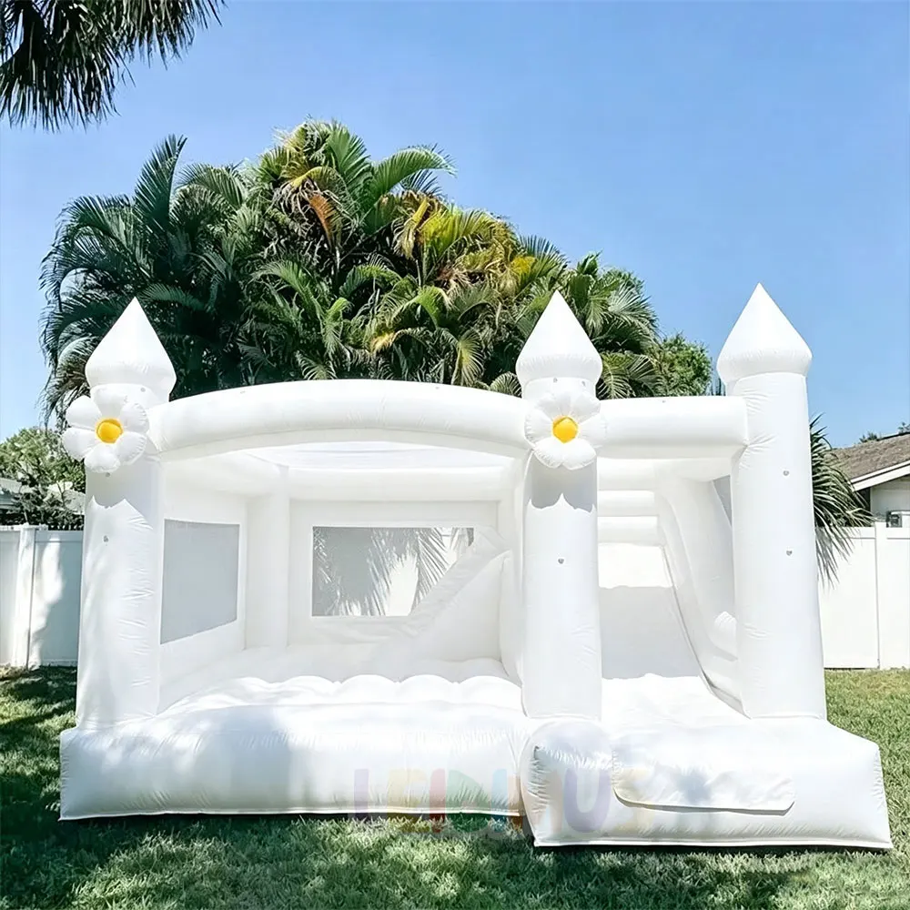 Commercial White Wedding Bounce House Inflatable Combo Bouncy Castle Slide Combo for Kids and Adults